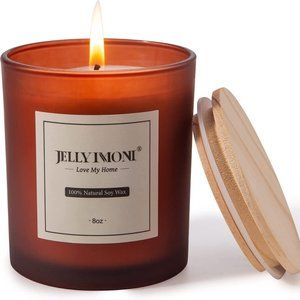 JELLYMONI Lavender & Eucalyptus Jar Candle, 8oz Soy Wax Candles w/ 40 Hours Burn